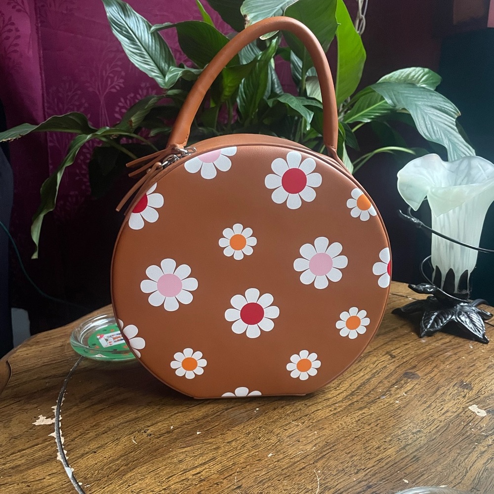 Valfre brown mod flower hand bag